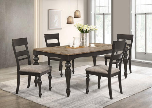 Bridget Rectangular Dining Set Charcoal Sand Through