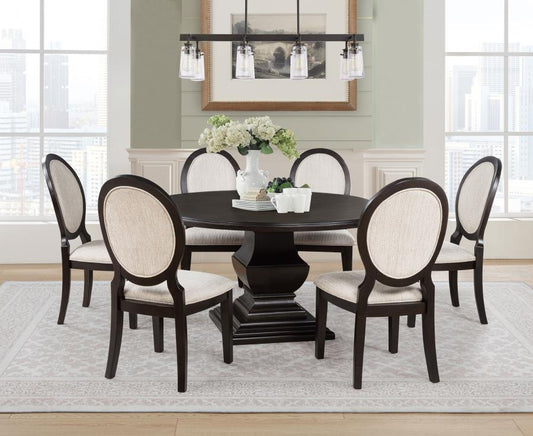 Twyla Round Wood Dining Room Table Set Dark Cocoa