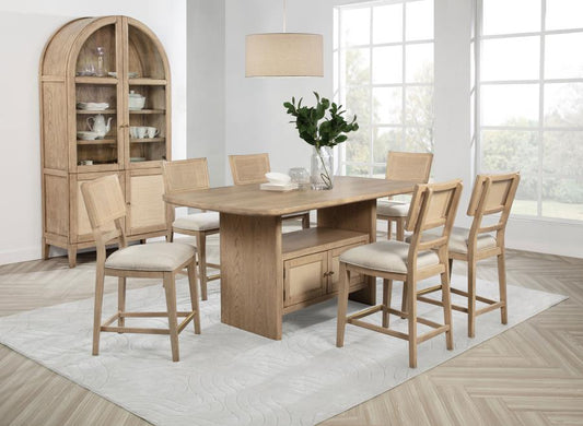 Kailani Wood Counter Height Dining Set Beige Oak