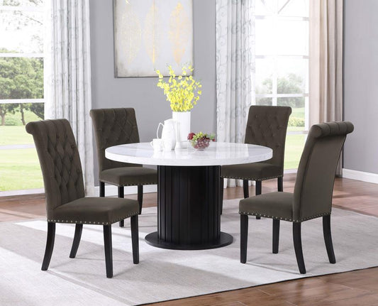 Sherry Round Marble Top Dining Table Set