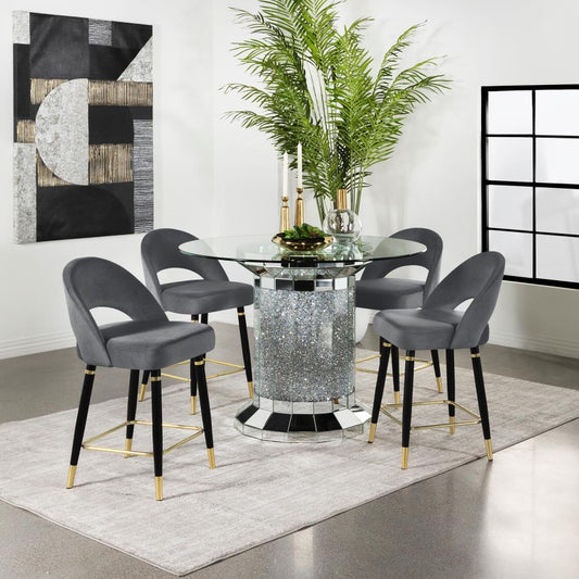 Ellie 5-piece Mirrored Counter Height Dining Table Set