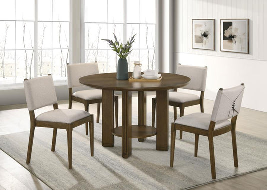 Ottowa Round Wood Dining Room Table Set Brown