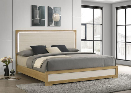 Hyland Wood LED Panel Bed Natural and