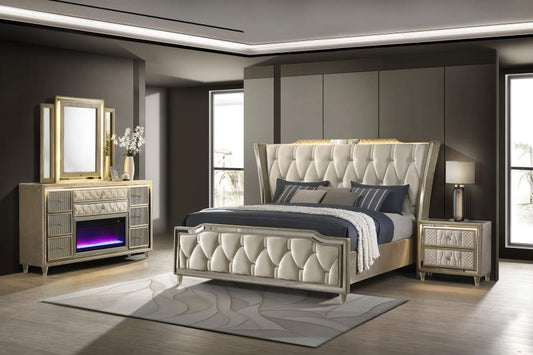 Lorient Bedroom Set Ivory and Camel