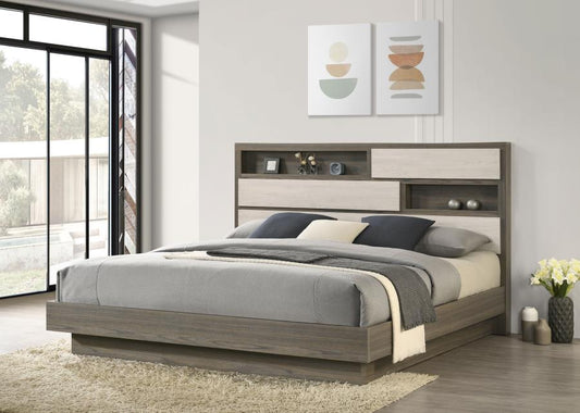 Fenwick Bed Bookcase Headboard Grey Oak
