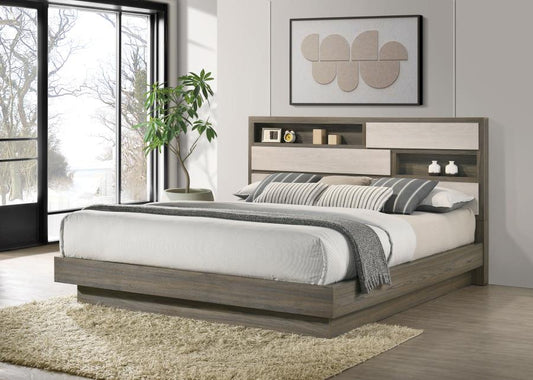 Fenwick Bed Bookcase Headboard Grey Oak