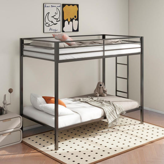 Alevera Metal Twin Over Twin Bunk Bed with Ladder