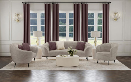 Ellorie Upholstered Curved Sofa Set Beige
