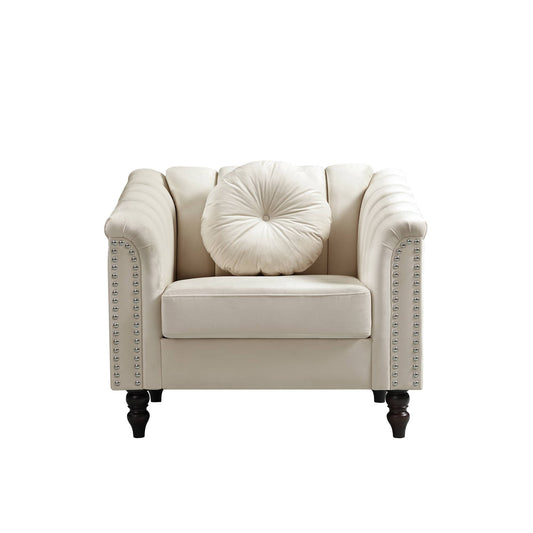 White Microfiber 3-Piece Couch Living Room Sofa Set