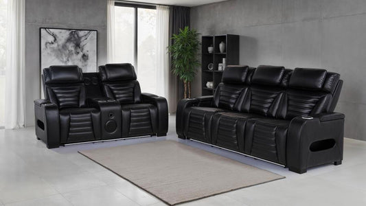Zuma Faux Leather Dual Power LED Sofa Set