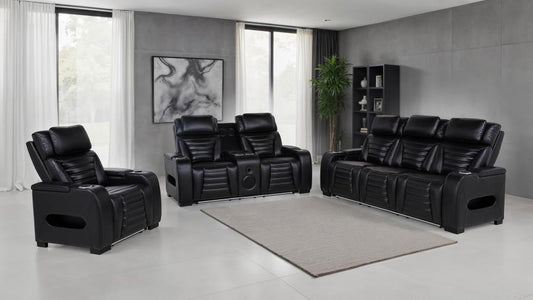 Zuma Faux Leather Dual Power LED Sofa Set