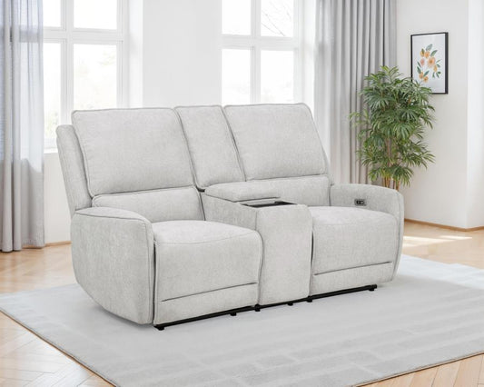 Sylmar Chenille Upholstered Power Reclining Loveseat Dove Grey