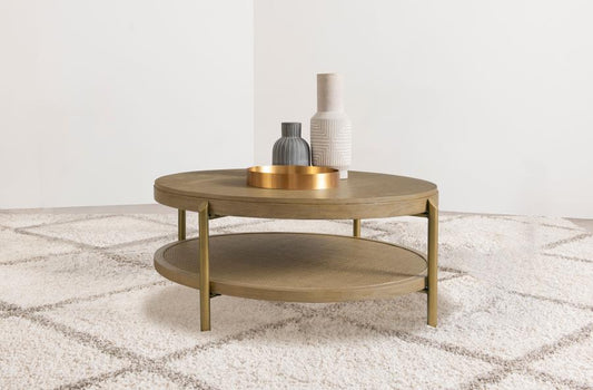 Arini Round Coffee Table With Storage Shelf