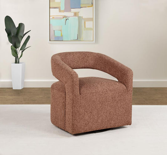 Westhill Boucle Upholstered Swivel Accent Chair Rocky Road