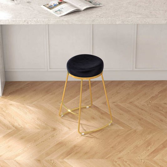Jane 26" Luxury Black Upholstered Stool