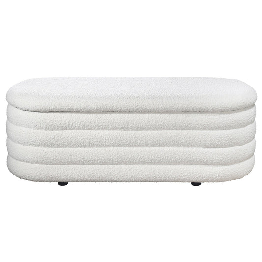 Cabana White Boucle Bench w/Storage