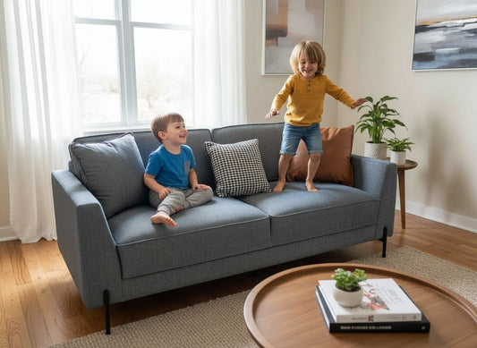 Enza Home Dante 2-Seater Metal & Polyester Fabric Sofa in BlueBlack