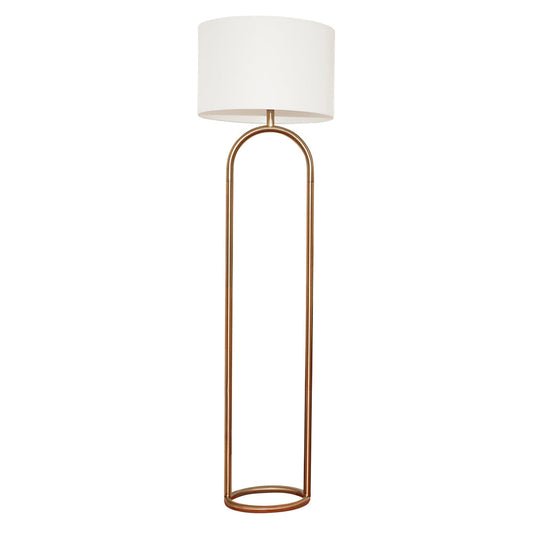 Vivid Brass Ring Base Floor Lamp with Large White Drum Shade