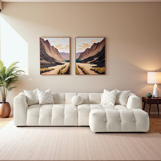Alana Tufted Ivory Chenille Modular Sectional Sofa