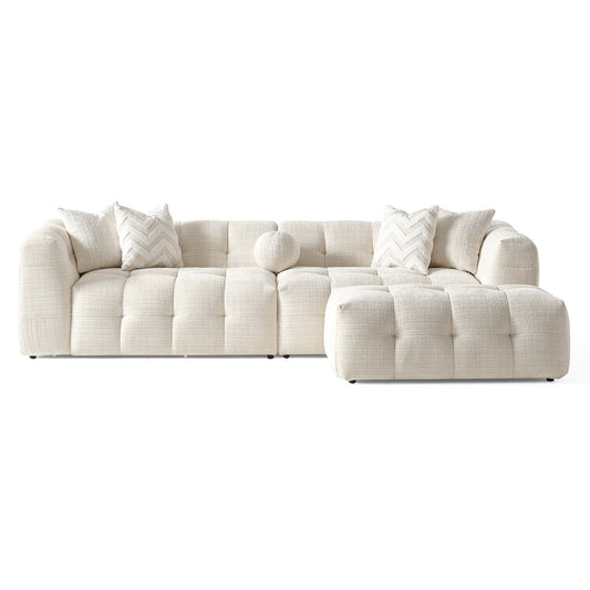 Alana Tufted Ivory Chenille Modular Sectional Sofa