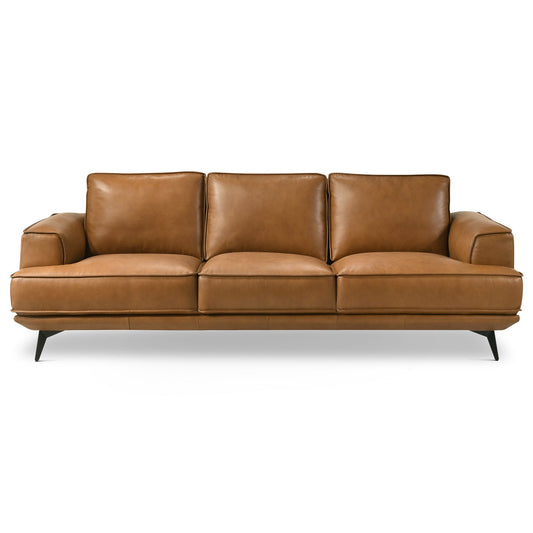 Knox Genuine Tan Leather Comfortable Sofa