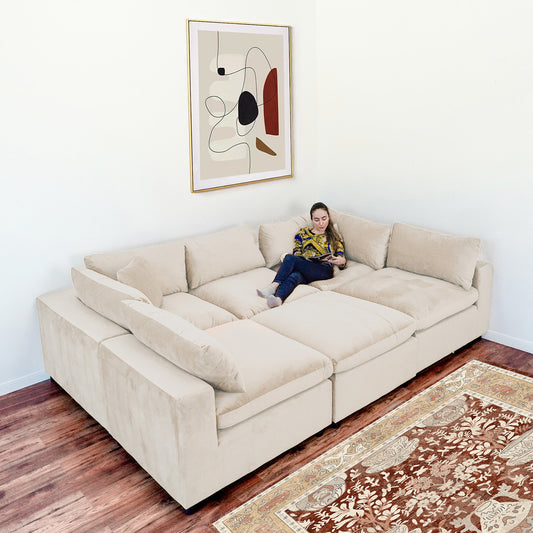 Hayward Ivory Velvet Modular Sectional Sofa