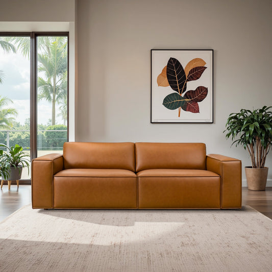 Uvalde Mid-Century Modern Vegan Leather Luxurious Sofa