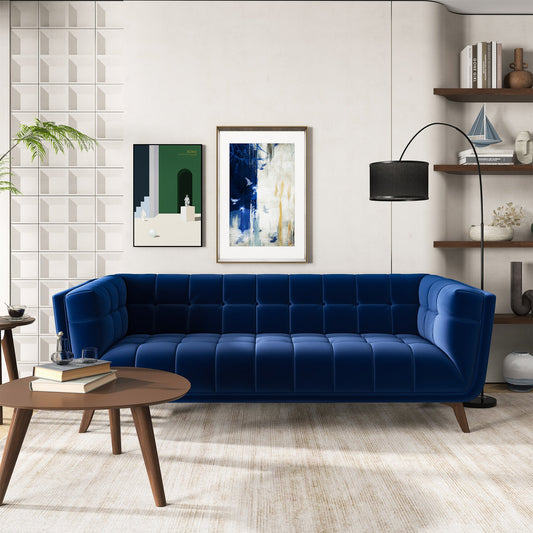 Addison Large Blue Velvet Sofa