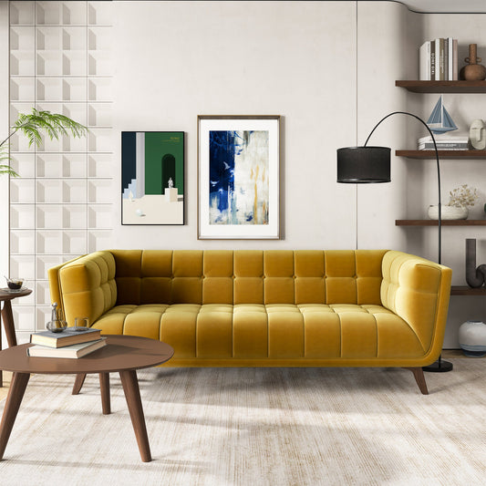 Addison Large Gold Velvet Sofa