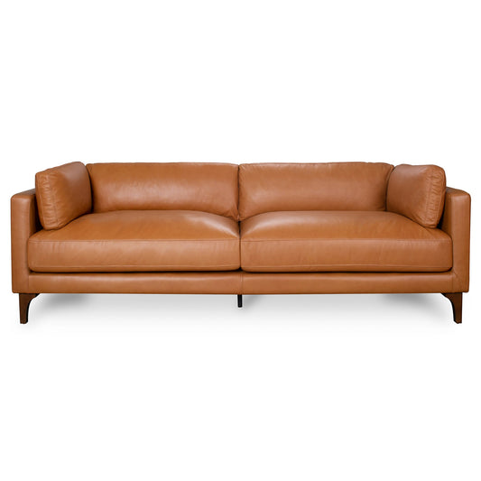 Bellrose Mid-Century Modern Genuine Leather Sofa