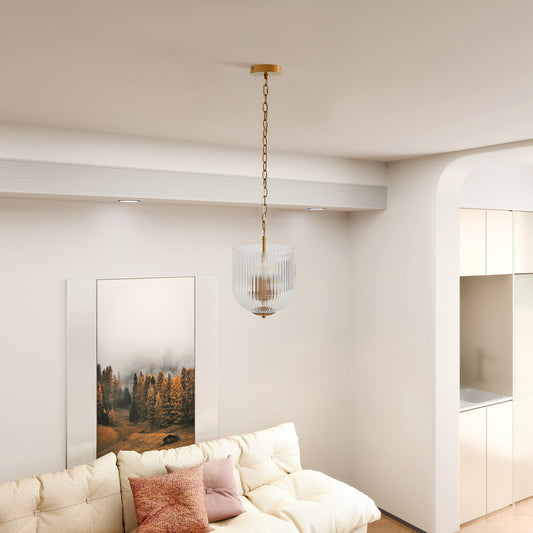 Garnet Pendant Lamp - Coarse Gold + Clear Glass