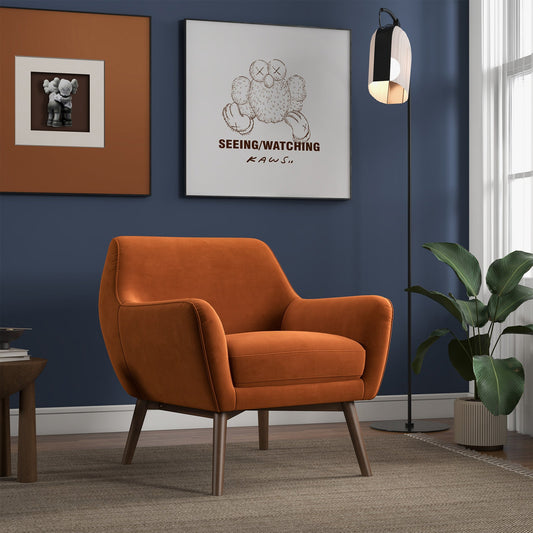 Panom Burnt Orange Velvet Lounge Chair