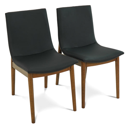 Ravel Easy-Clean Vegan Leather Mid-Century Modern Dining Chairs (Set of 2)