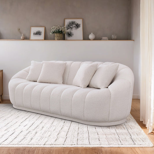 Maximilian Japandi Style White Boucle Sofa