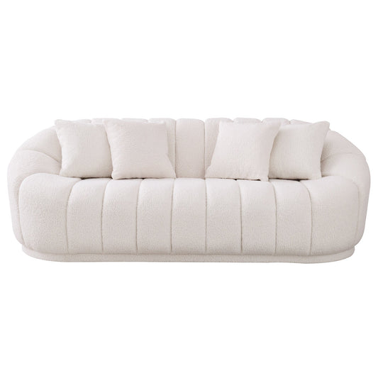 Maximilian Japandi Style White Boucle Sofa