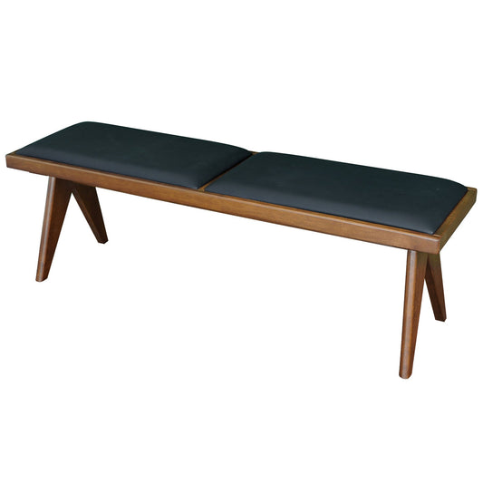 Kora Black Leather Bench