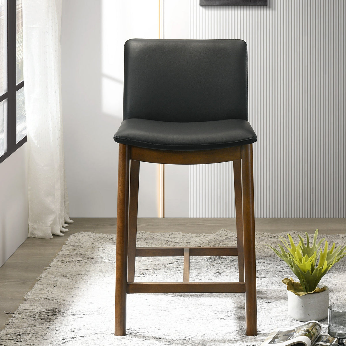 Sheldon Black Leather Counter Chair