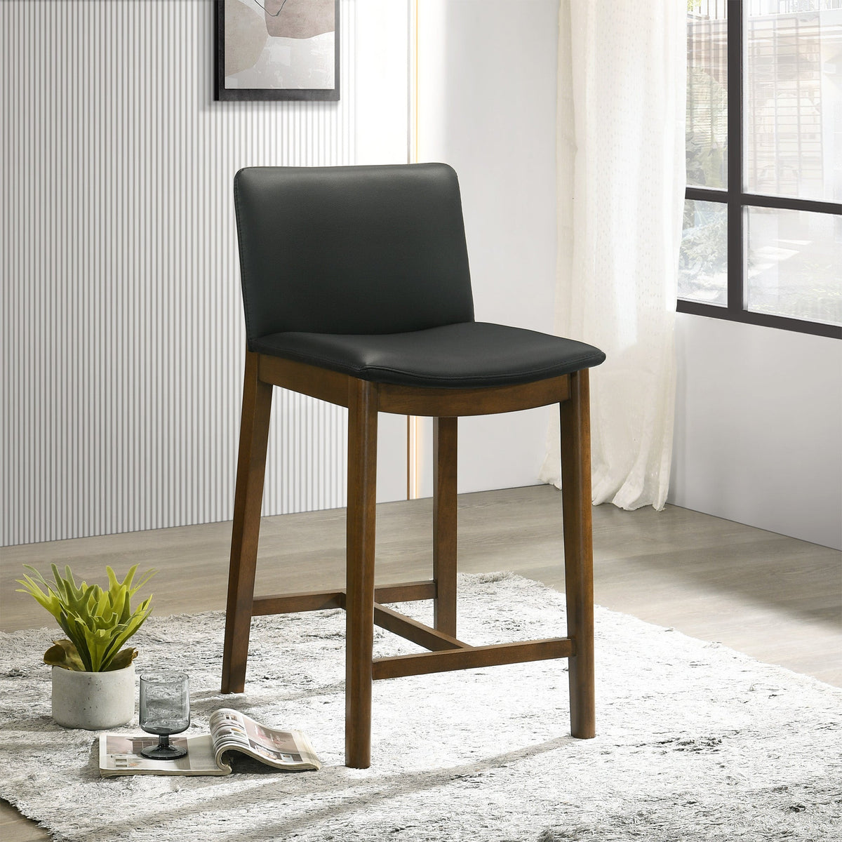 Sheldon Black Leather Counter Chair