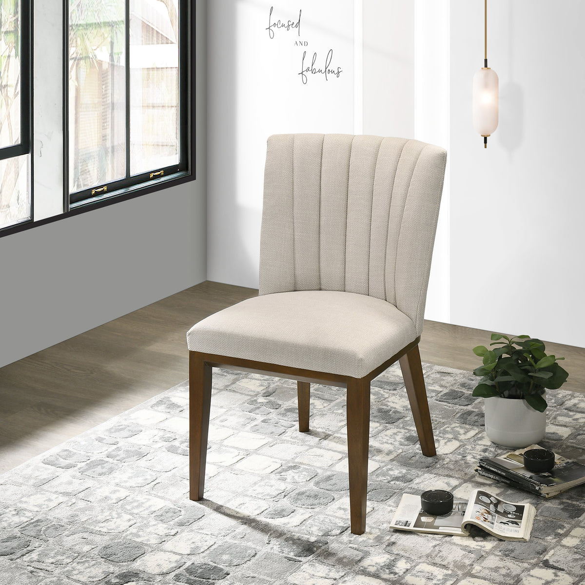 Elm Beige Fabric Dining Chair