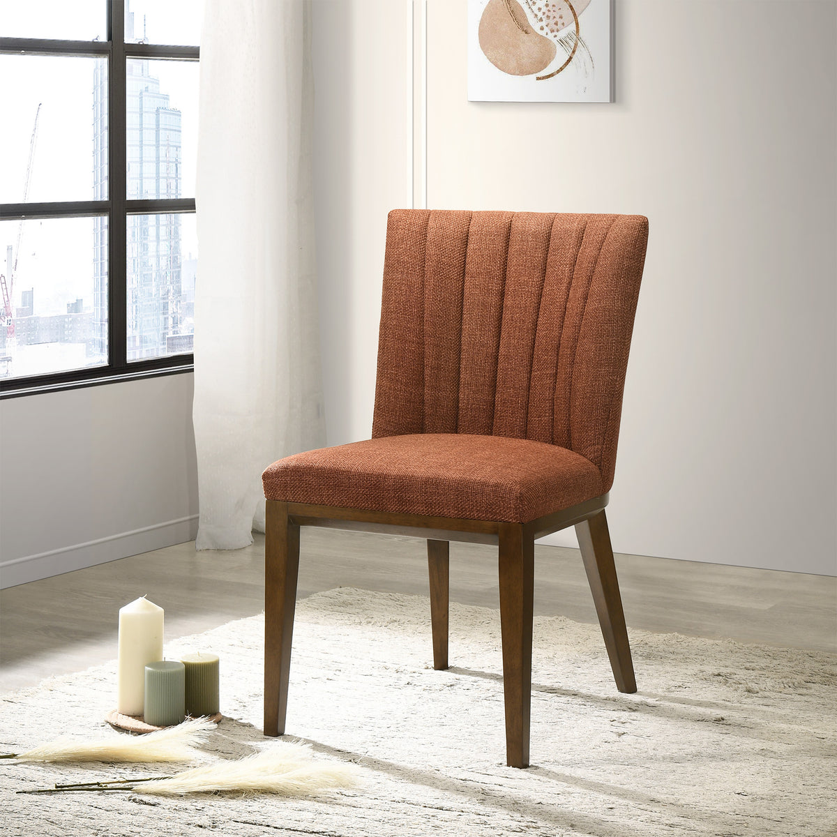 Elm Orange Fabric Dining Chair