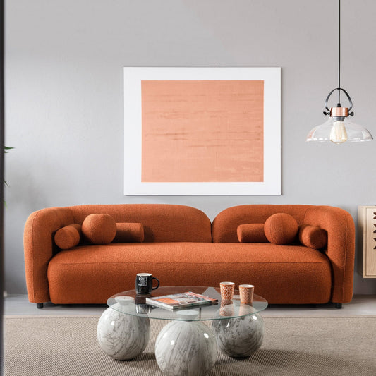 Bodrum Curved Sofa (Burnt Orange Boucle)