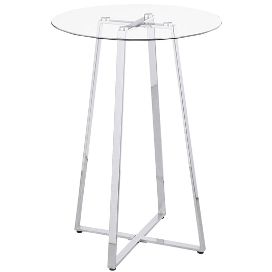 Zanella Round 30-inch Glass Top Bistro Bar Table Chrome