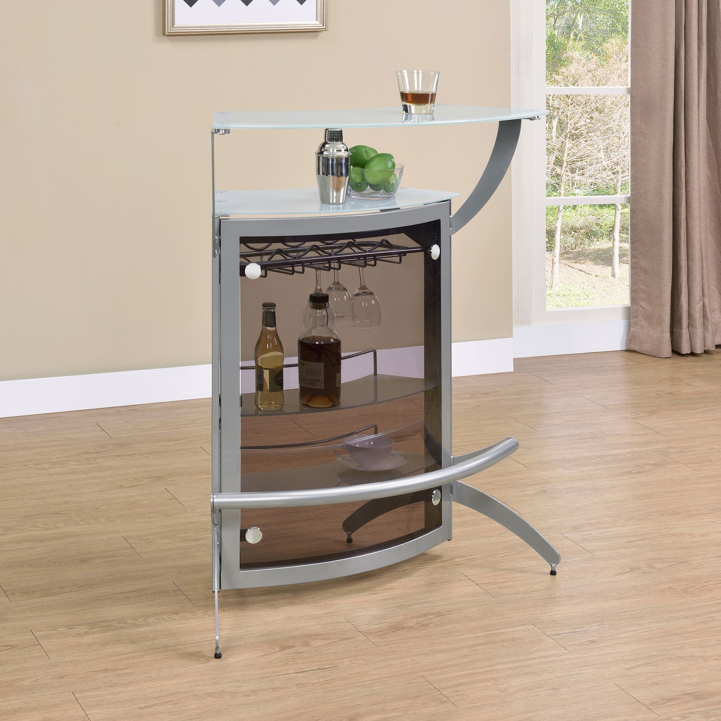 Dallas 2-shelf Curved Freestanding Home Bar Cabinet