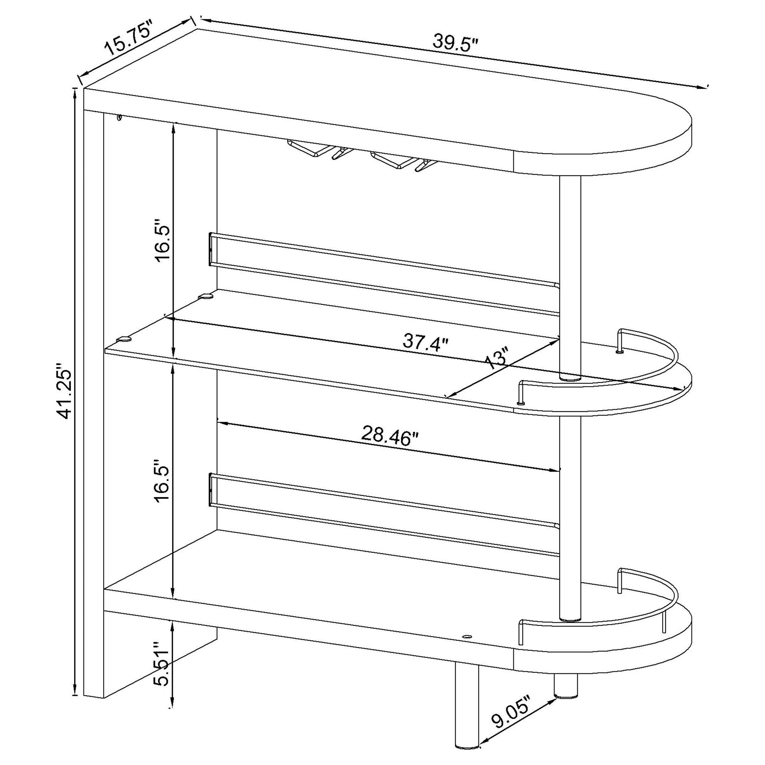 Adolfo Rectangular 2-tier Home Bar Table High Gloss