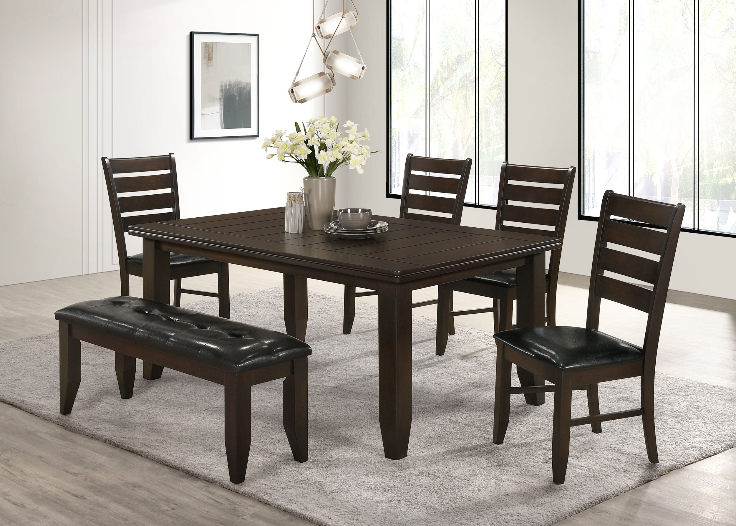 Dalila Leatherette Upholstered Wood Dining Bench