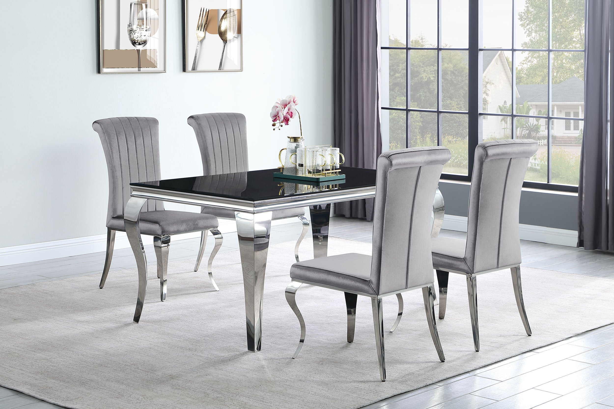 Carone 81-inch Rectangular Glass Dining Set