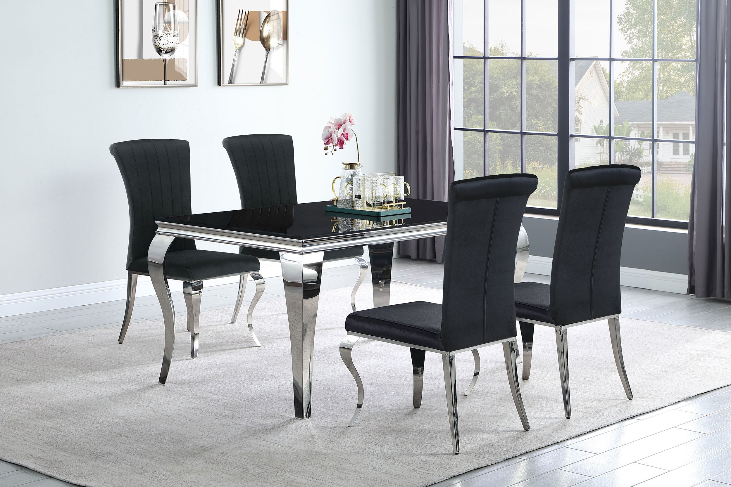 Carone Rectangular 61-inch Glass Top Dining Table