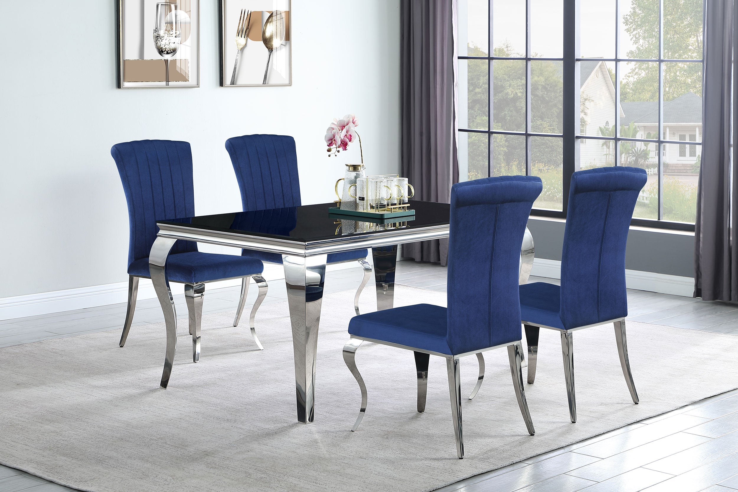 Carone Rectangular 61-inch Glass Top Dining Table