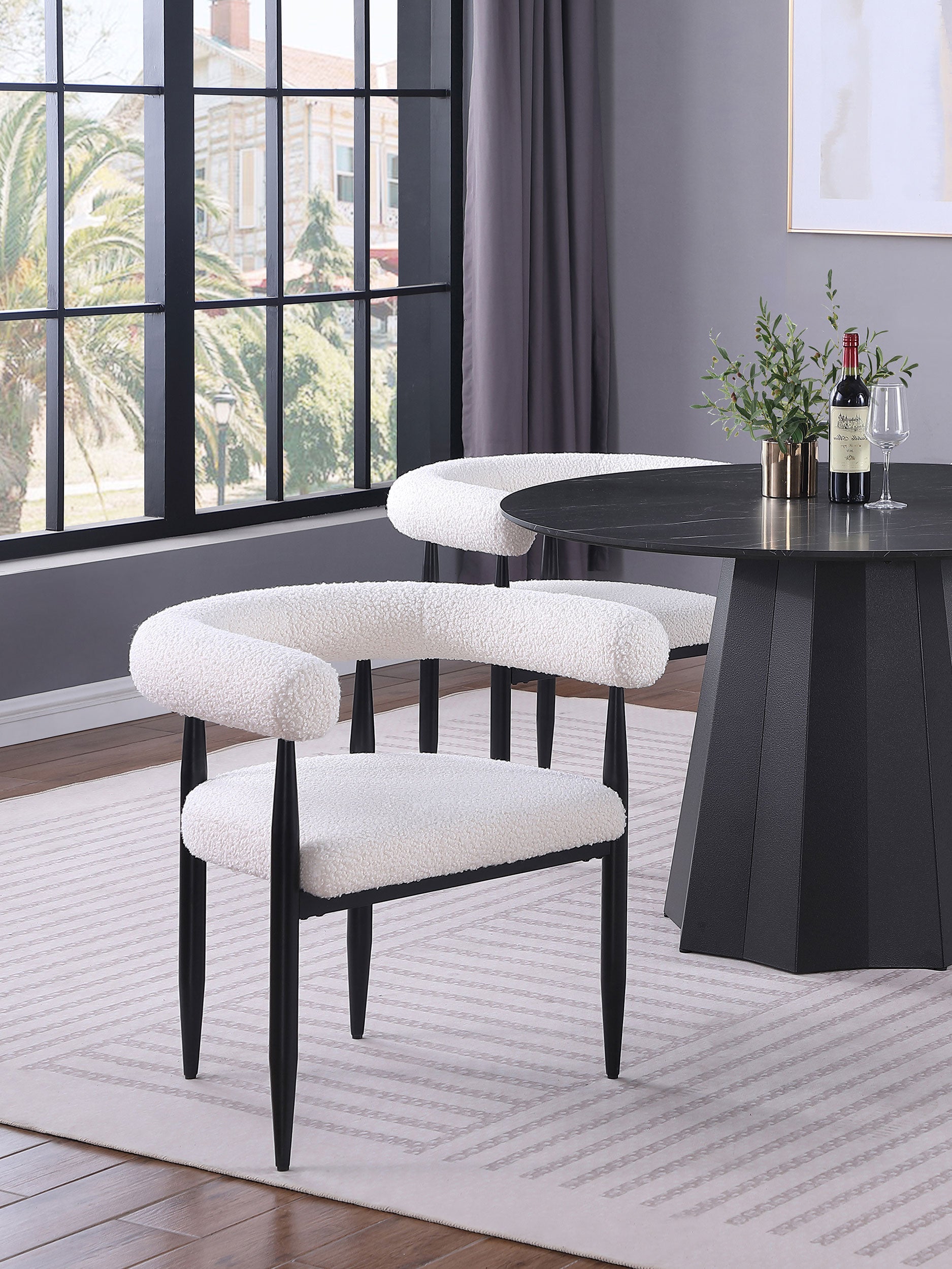 Dunmore Boucle Upholstered Dining Arm Chair (Set of 2)