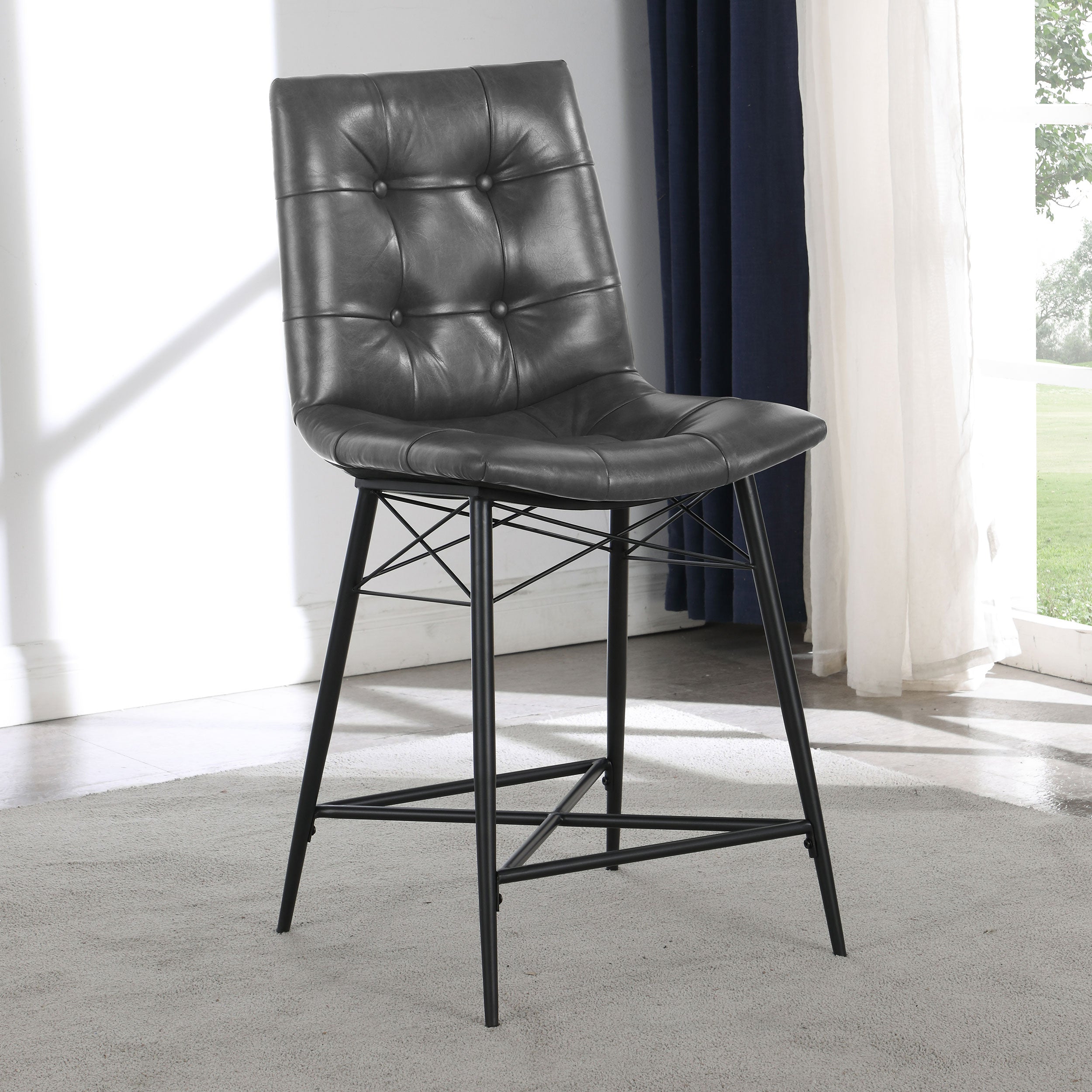 Aiken Upholstered Tufted Counter Chair (Set of 2)